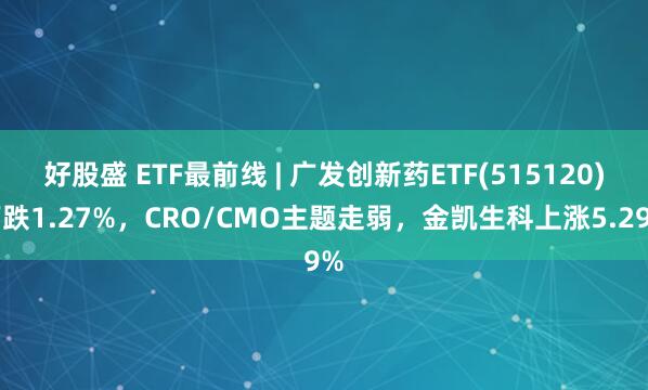 好股盛 ETF最前线 | 广发创新药ETF(515120)下跌1.27%，CRO/CMO主题走弱，金凯生科上涨5.29%