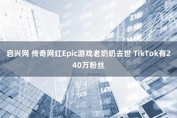 启兴网 传奇网红Epic游戏老奶奶去世 TikTok有240万粉丝